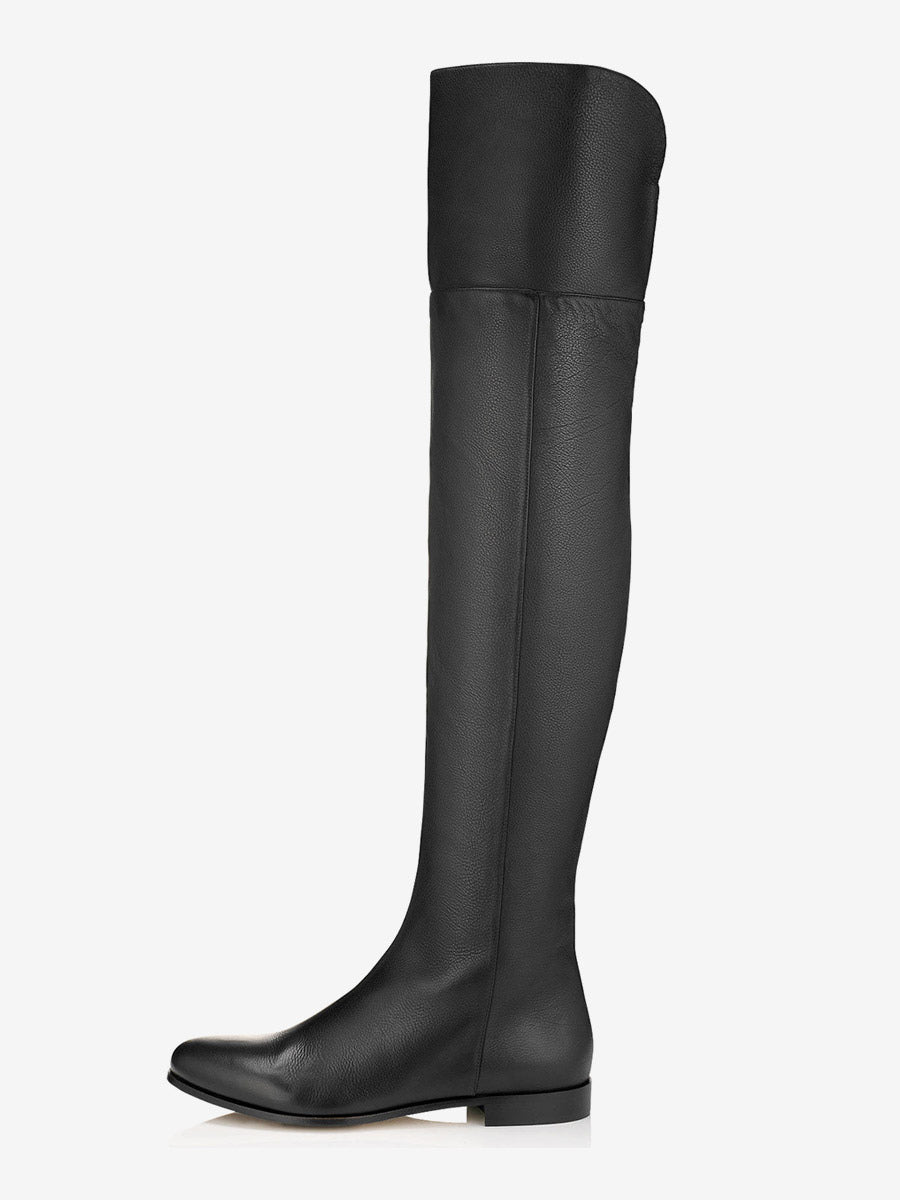 Brown Round-Toe Over-The-Knee Boots — view 3