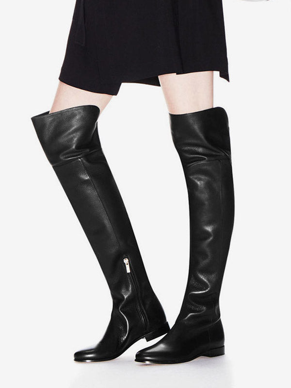 Brown Round-Toe Over-The-Knee Boots — view 4