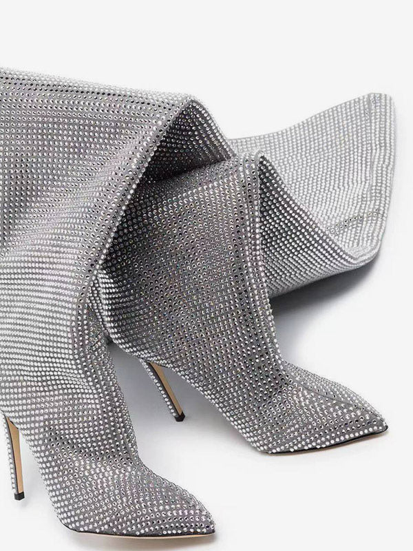 rose pointed toe embellished over the knee boots — view 5