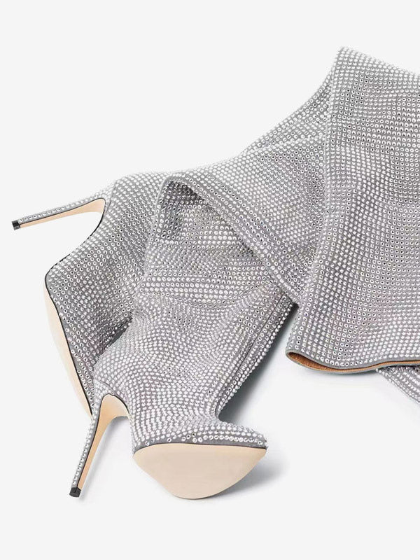 rose pointed toe embellished over the knee boots — view 6