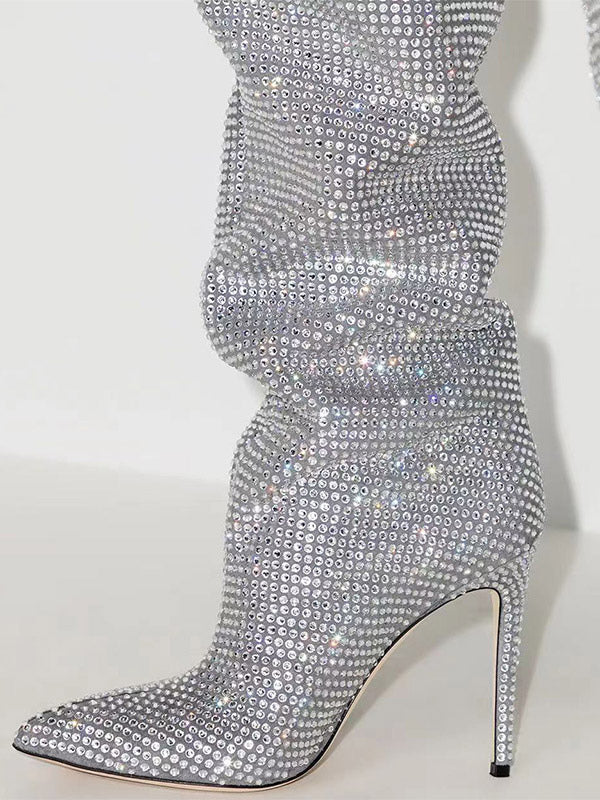 rose pointed toe embellished over the knee boots — view 7
