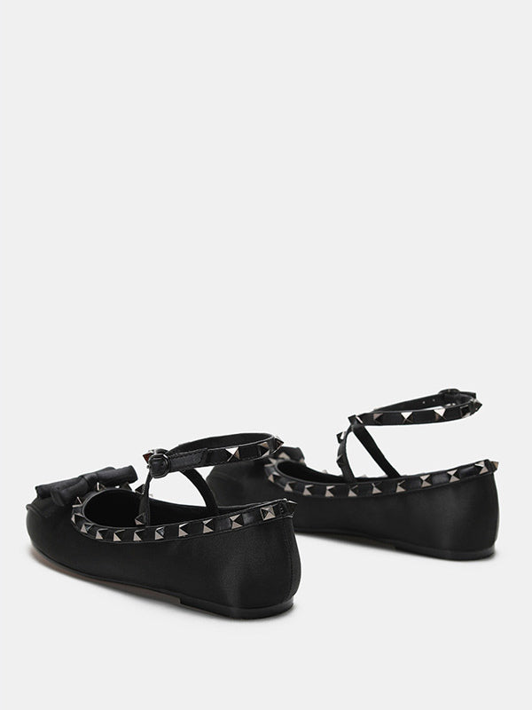 Coral Round-Toe Beaded Satin Ballet Flats — view 5