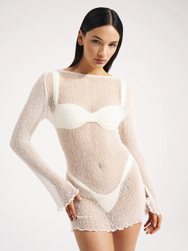 Black Long-Sleeve Beach Cover-Up — view 4