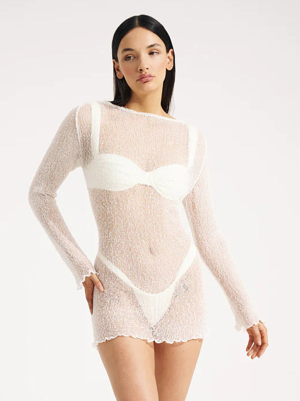 Black Long-Sleeve Beach Cover-Up — view 2