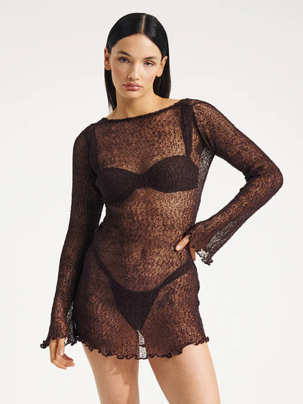 Black Long-Sleeve Beach Cover-Up — view 9