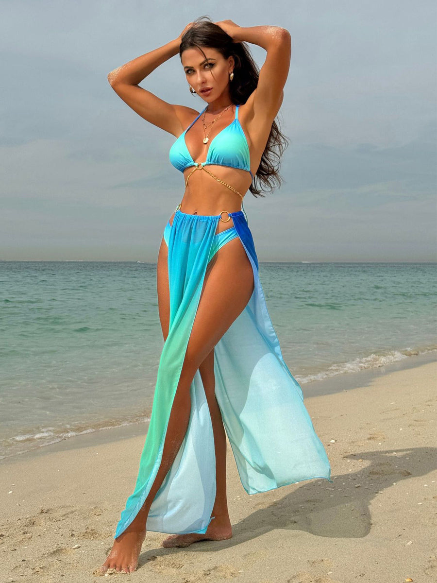 Sky Blue Halter-Neck Bikini Set — view 3