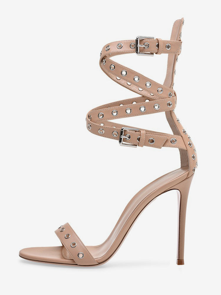 Apricot Open-Toe Ankle-Strap Suede-Effect Sandals — view 2