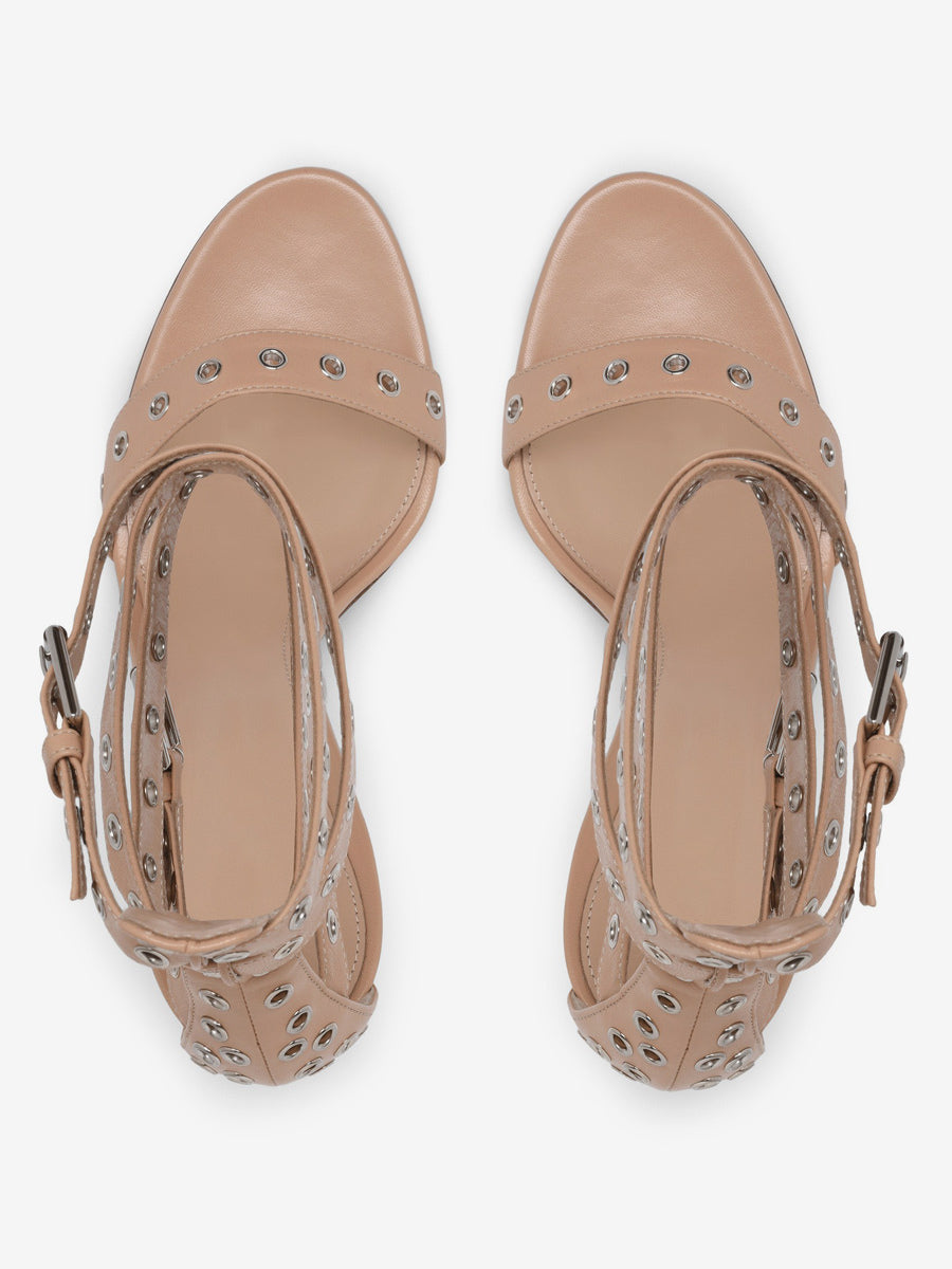 Apricot Open-Toe Ankle-Strap Suede-Effect Sandals — view 3