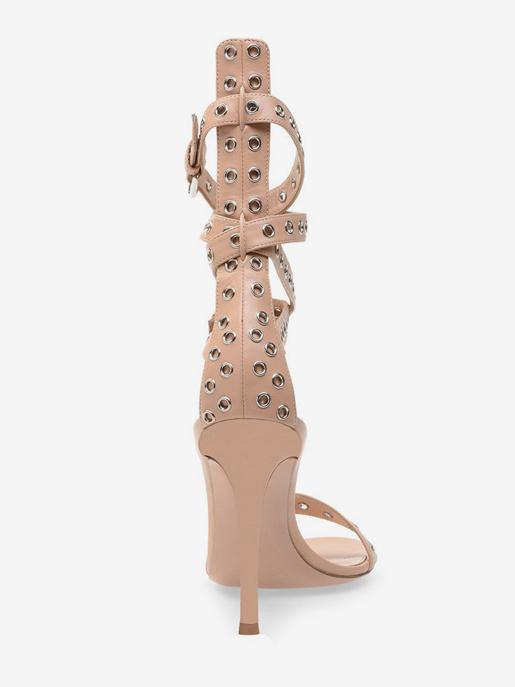 Apricot Open-Toe Ankle-Strap Suede-Effect Sandals — view 4