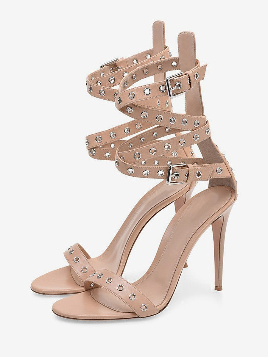 Apricot Open-Toe Ankle-Strap Suede-Effect Sandals — view 1