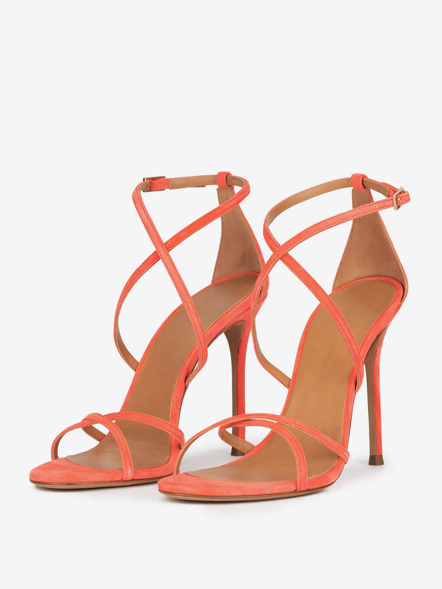 Apricot Round-Toe Stiletto Metallic Sandals — view 5
