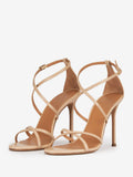 Apricot Round-Toe Stiletto Metallic Sandals — view 2