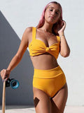 yellow strappy swimsuit — view 1