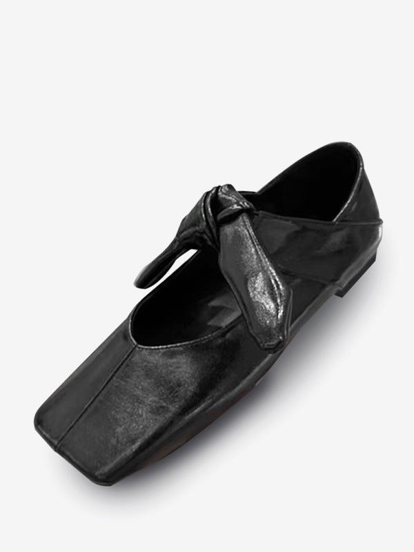 Gold Square-Toe Metallic Ballet Flats — view 7