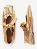 Gold Square-Toe Metallic Ballet Flats — view 1
