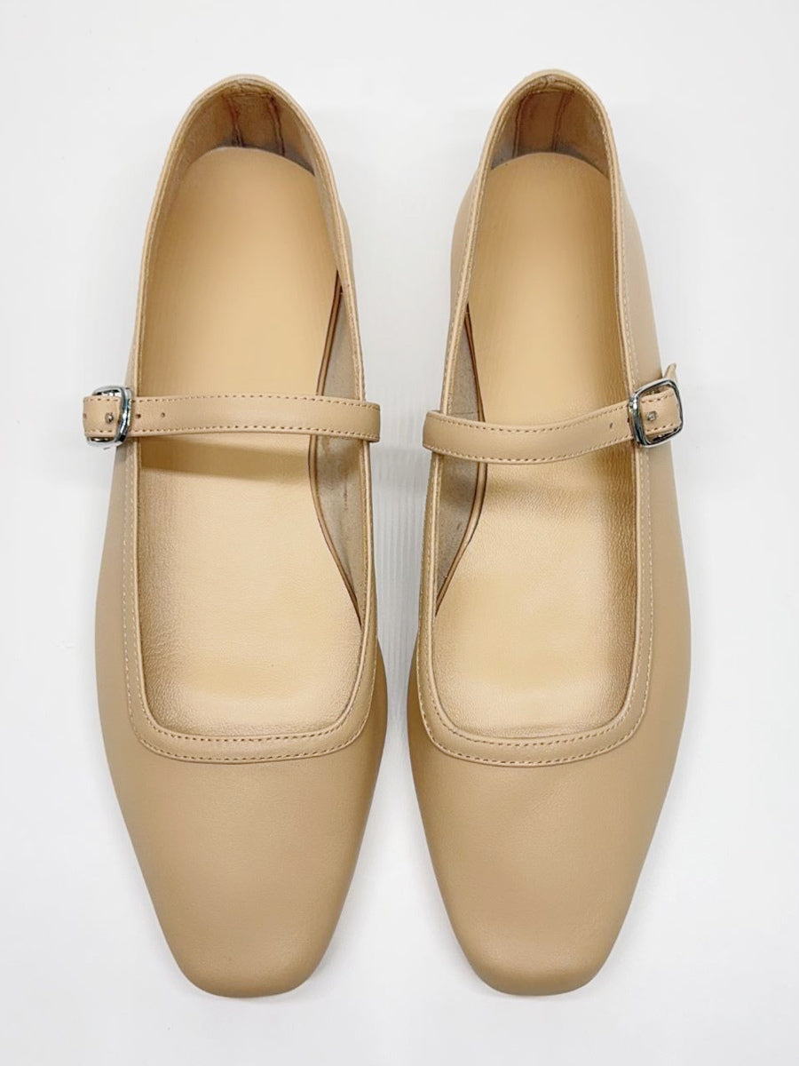 Gold Square-Toe Buckle Ballet Flats — view 8