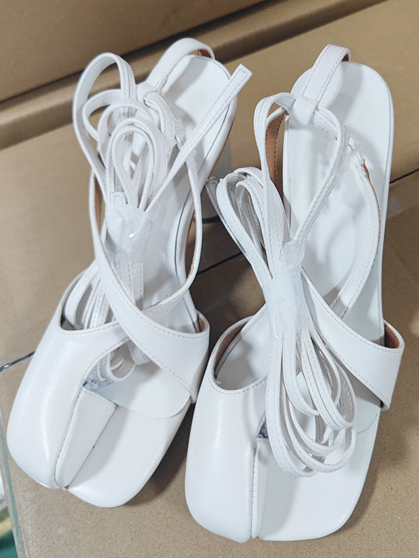 red block heel strappy sandals — view 10