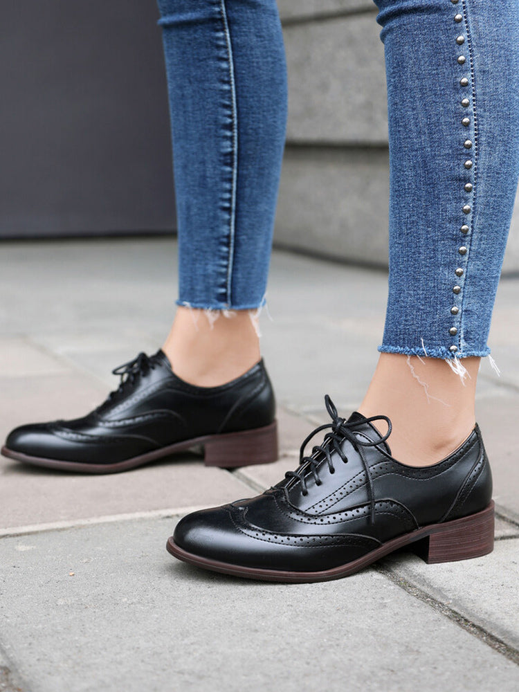 Pink Round-Toe Lace-Up Contrast Panel Heels — view 7
