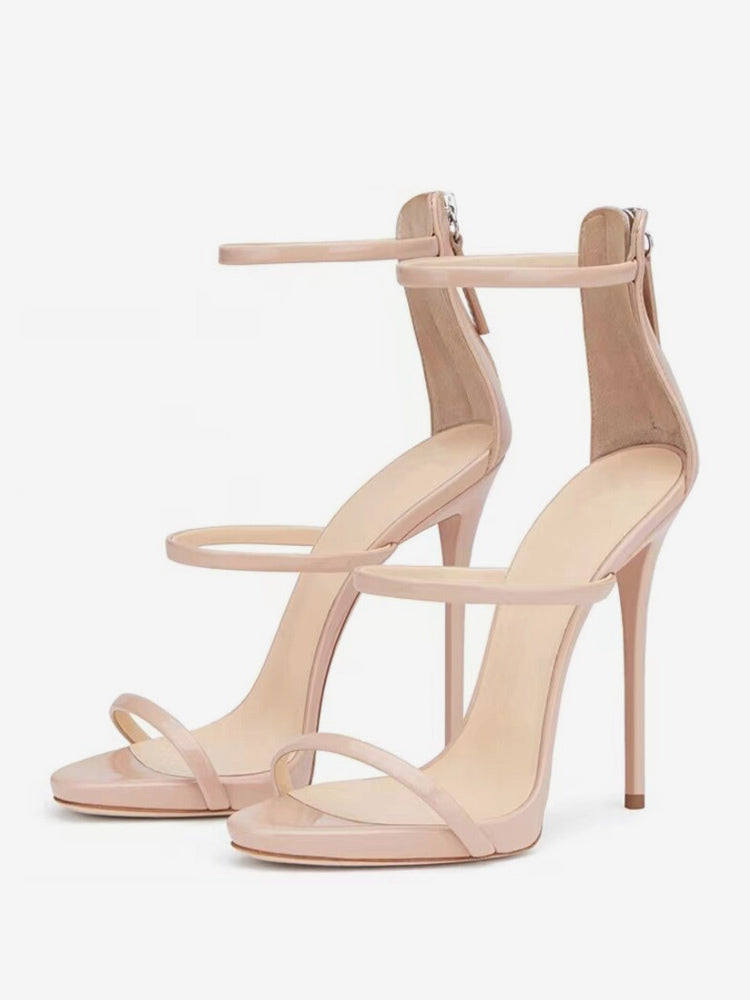apricot open toe stiletto strappy sandals — view 4