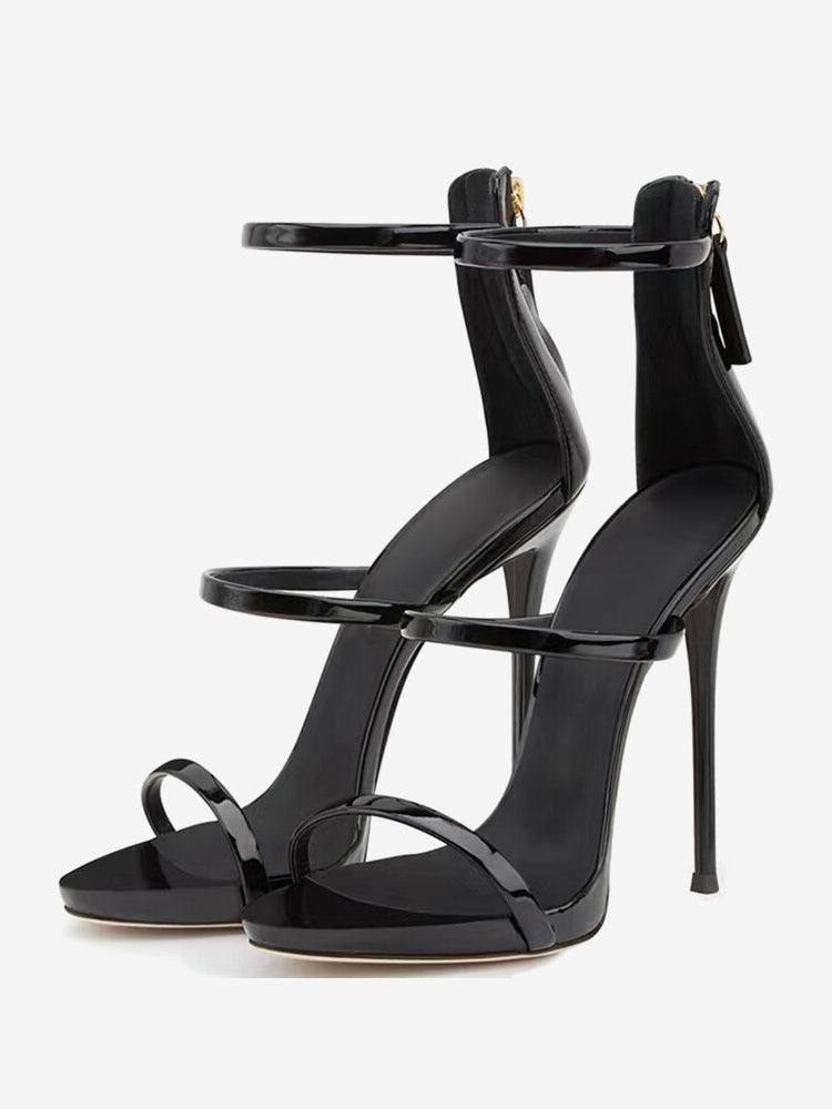 apricot open toe stiletto strappy sandals — view 2