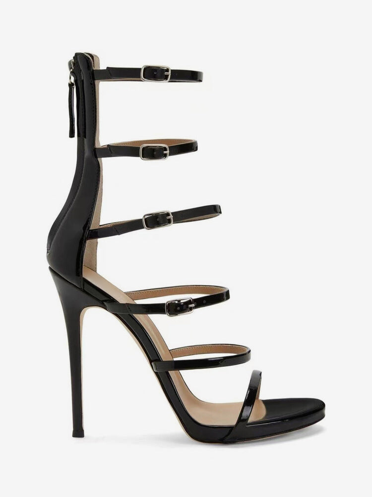 black strappy sandals — view 2