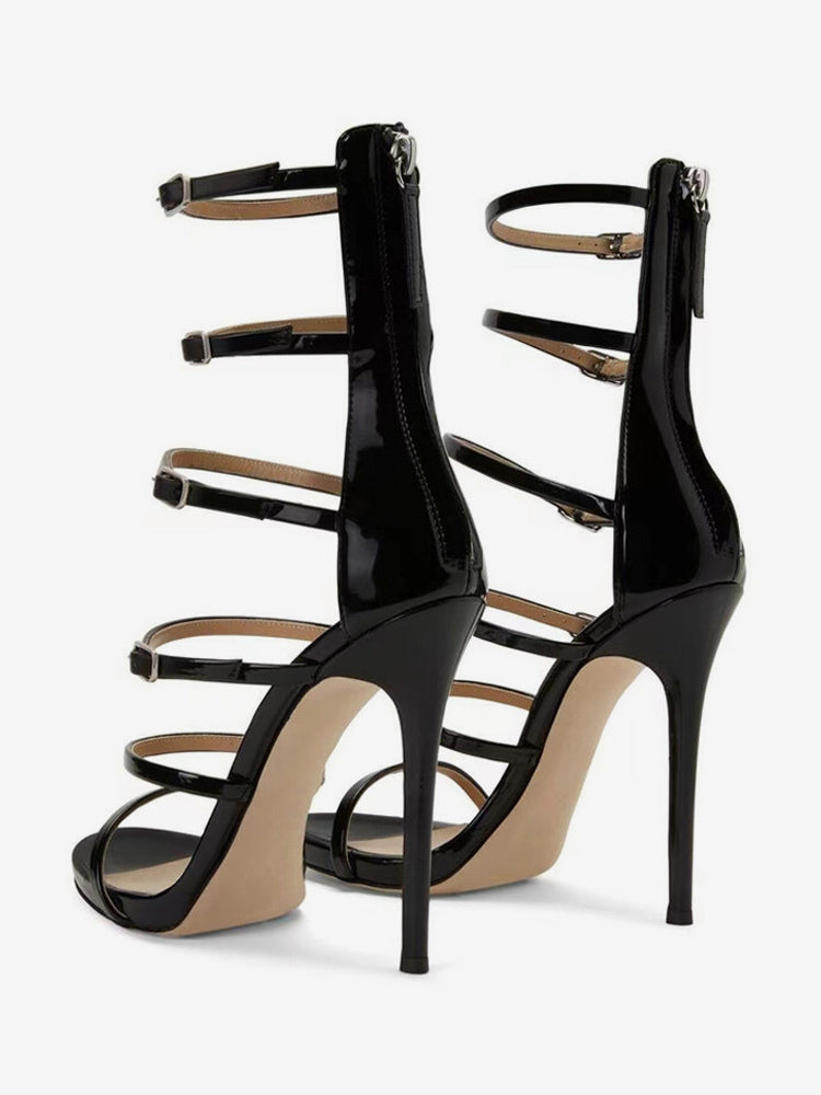 black strappy sandals — view 3