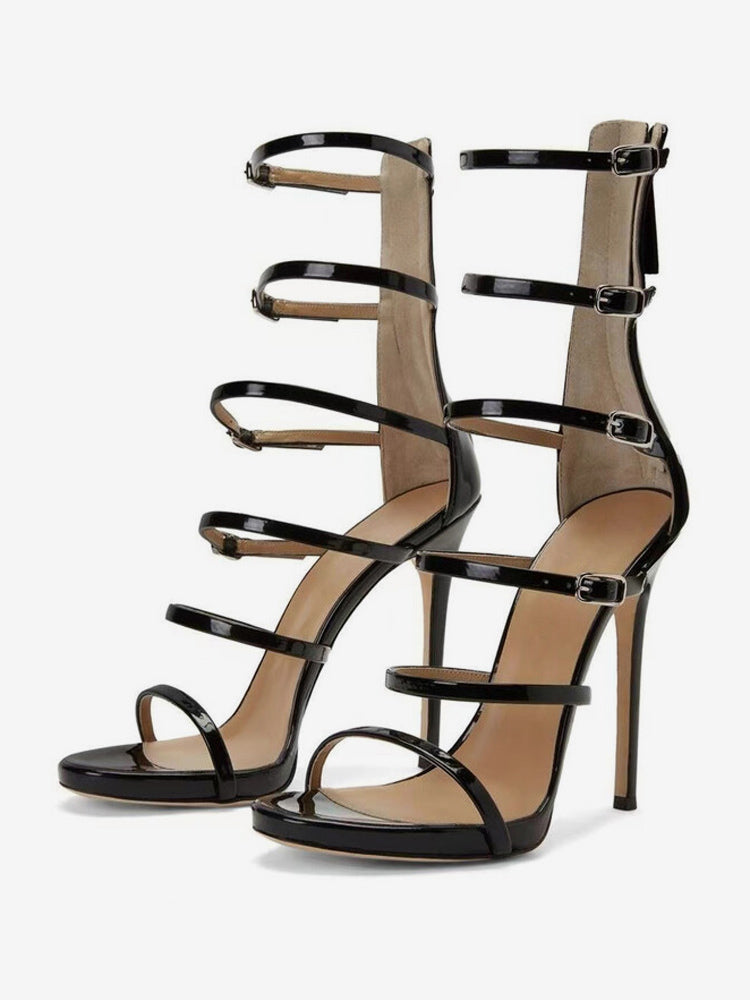 black strappy sandals — view 1