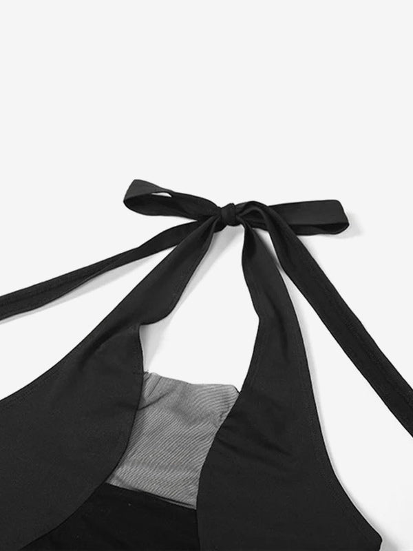 black halter neck swimsuit — view 7