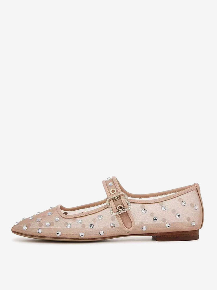 Apricot Round-Toe Buckle Ballet Flats — view 2