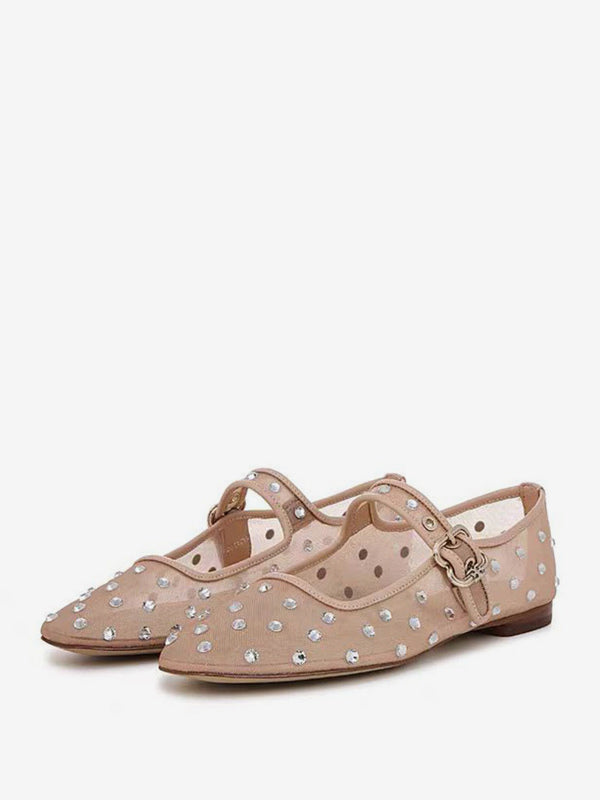 Apricot Round-Toe Buckle Ballet Flats — view 3
