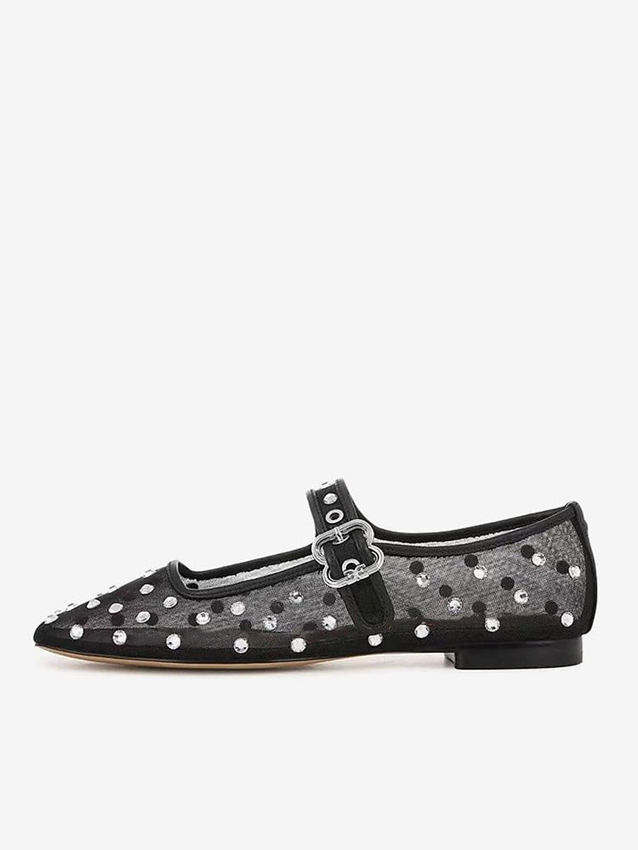 Apricot Round-Toe Buckle Ballet Flats — view 1