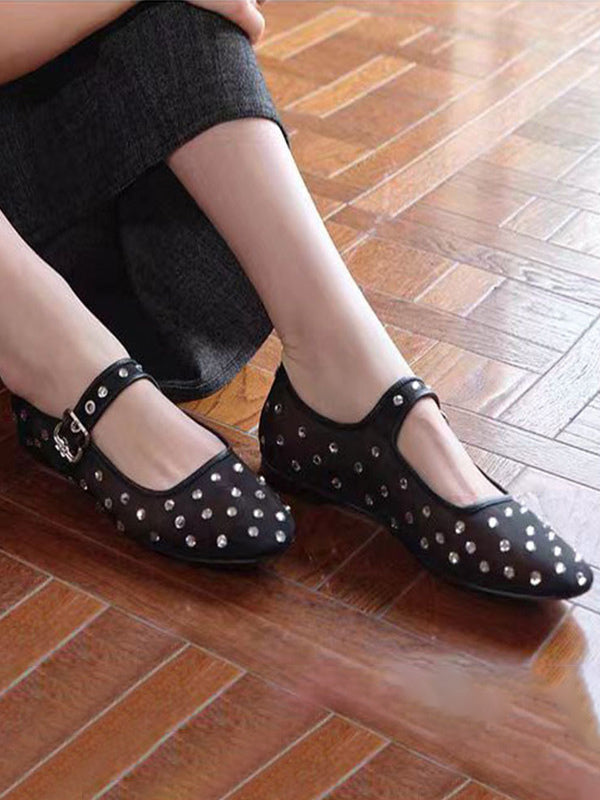 Apricot Round-Toe Buckle Ballet Flats — view 5