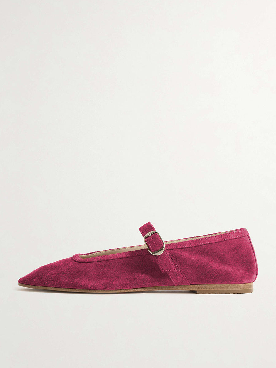 rose square toe suede effect ballet flats — view 4