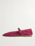rose square toe suede effect ballet flats — view 4