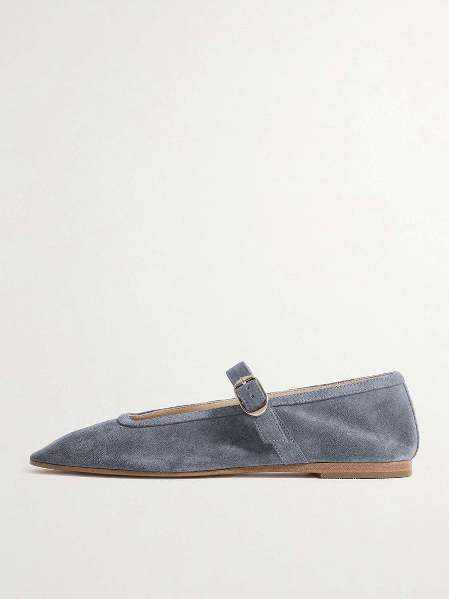 rose square toe suede effect ballet flats — view 6