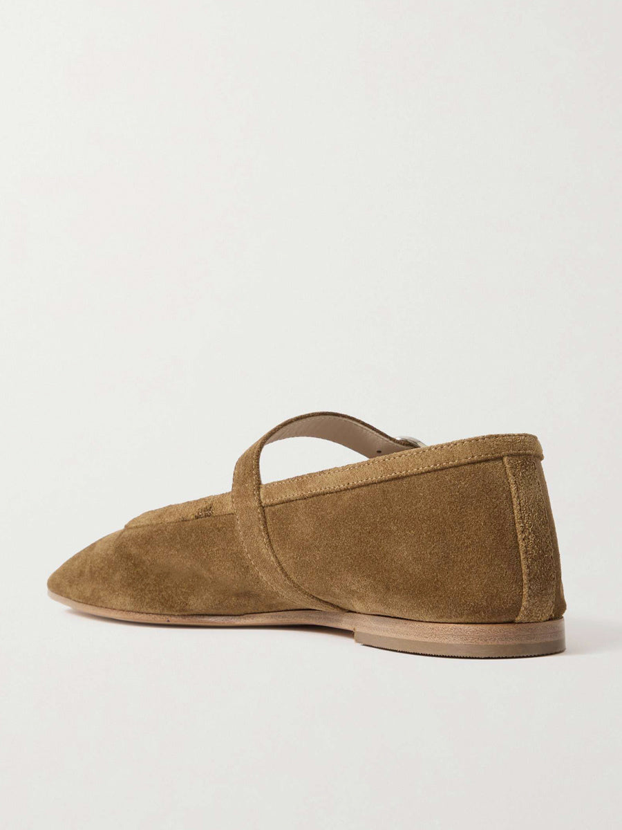 rose square toe suede effect ballet flats — view 3