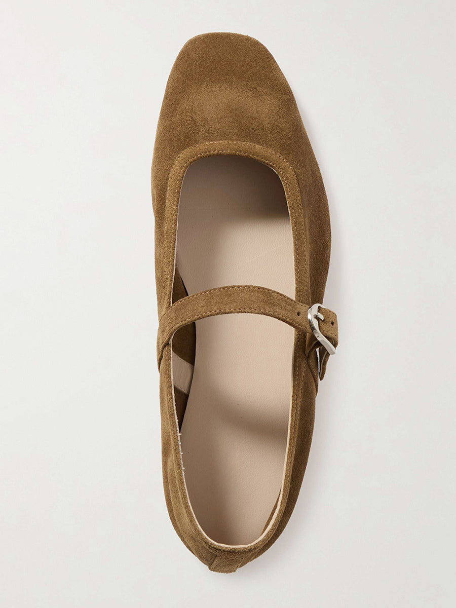 rose square toe suede effect ballet flats — view 2