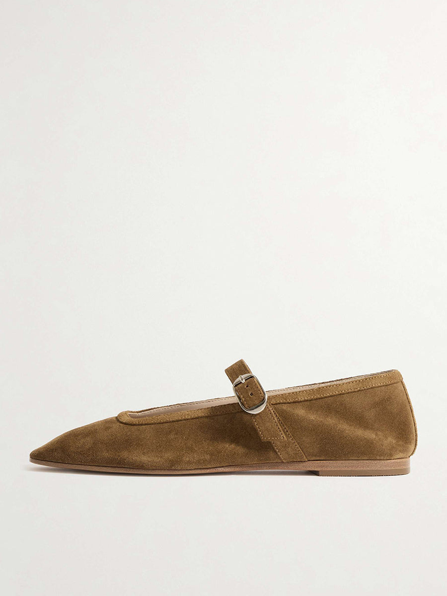 rose square toe suede effect ballet flats — view 1