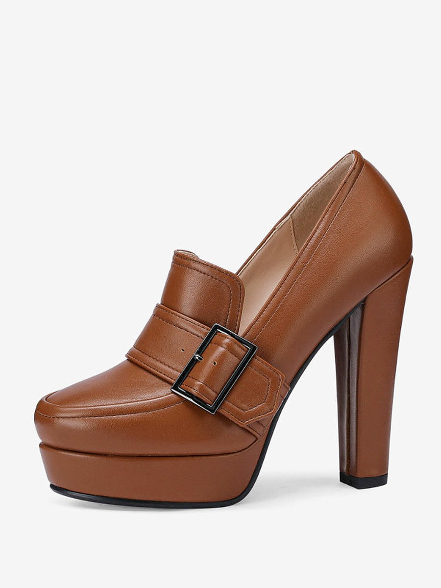 Green Platform Block Heel Slip-On Loafers — view 1