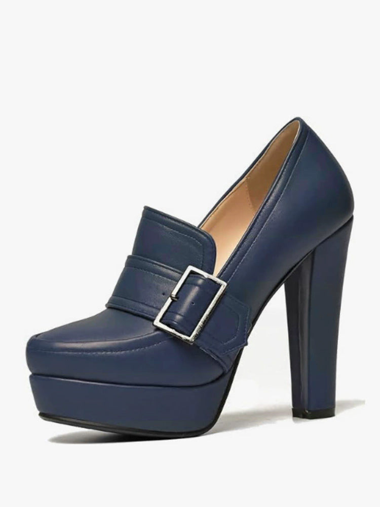 Green Platform Block Heel Slip-On Loafers — view 5