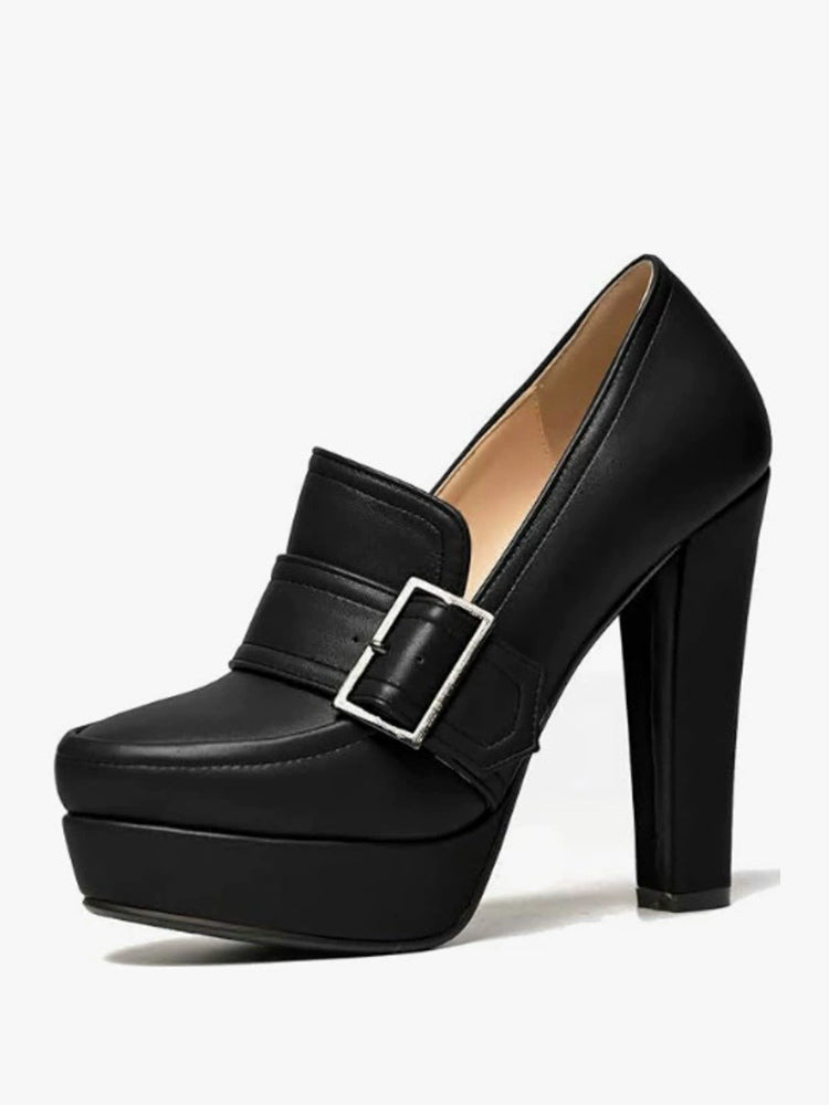 Green Platform Block Heel Slip-On Loafers — view 6