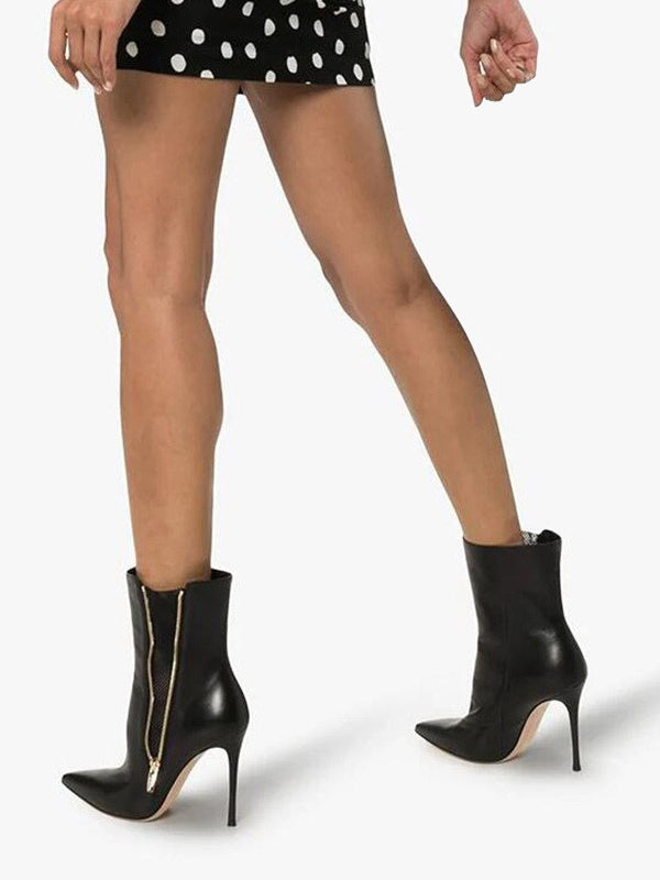 black pointed toe zip ankle boots — view 5