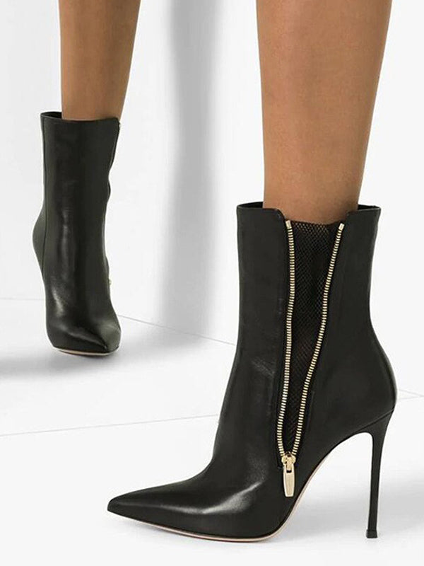 black pointed toe zip ankle boots — view 3