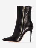 black pointed toe zip ankle boots — view 1