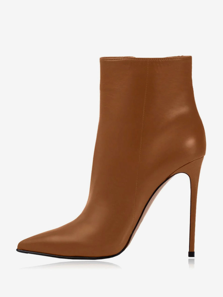 red pointed toe stiletto ankle boots — view 5