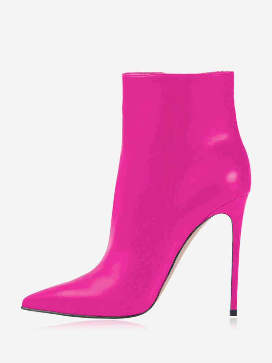 red pointed toe stiletto ankle boots — view 7
