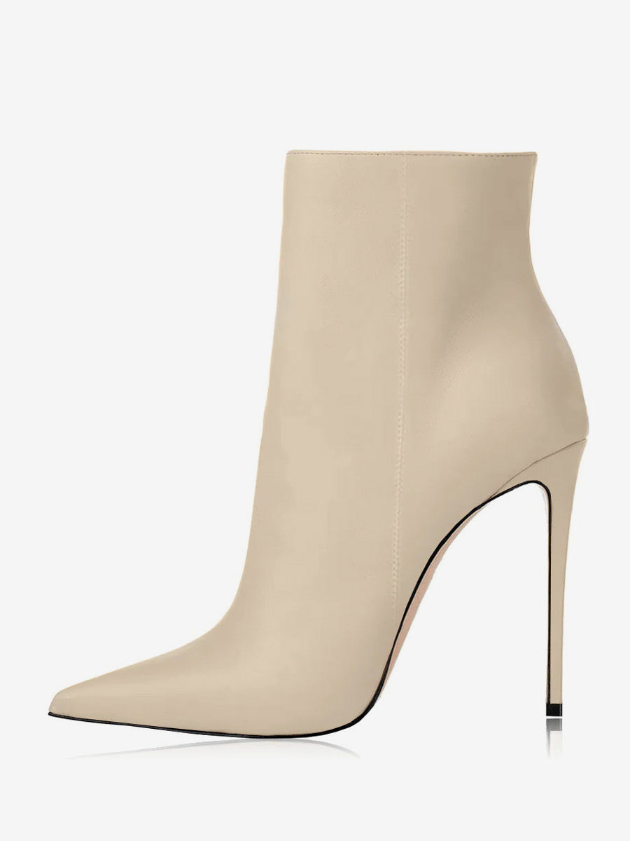 Red Pointed-Toe Stiletto Ankle Boots — view 4