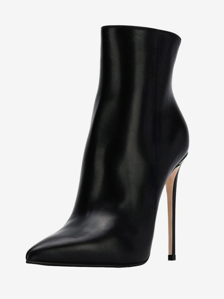 red pointed toe stiletto ankle boots — view 1