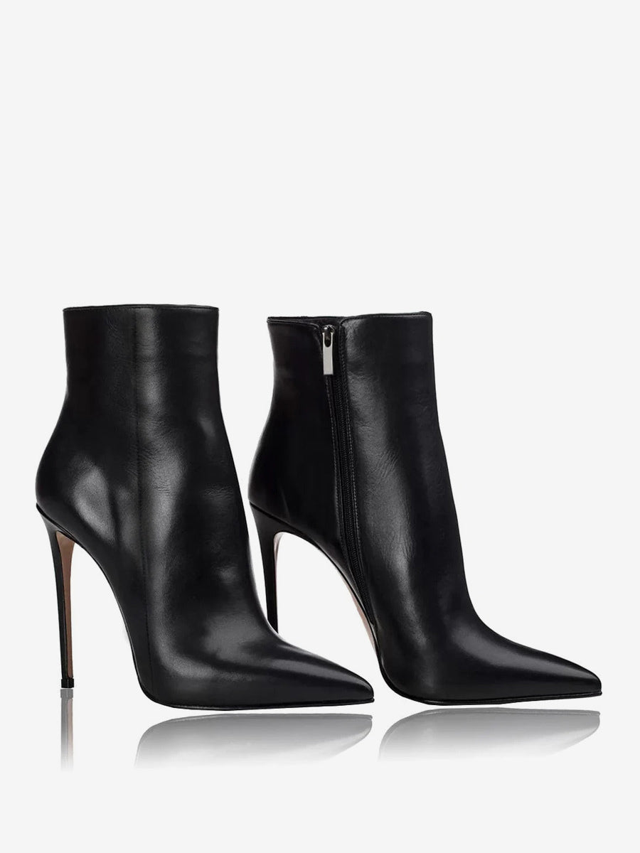 Red Pointed-Toe Stiletto Ankle Boots — view 3
