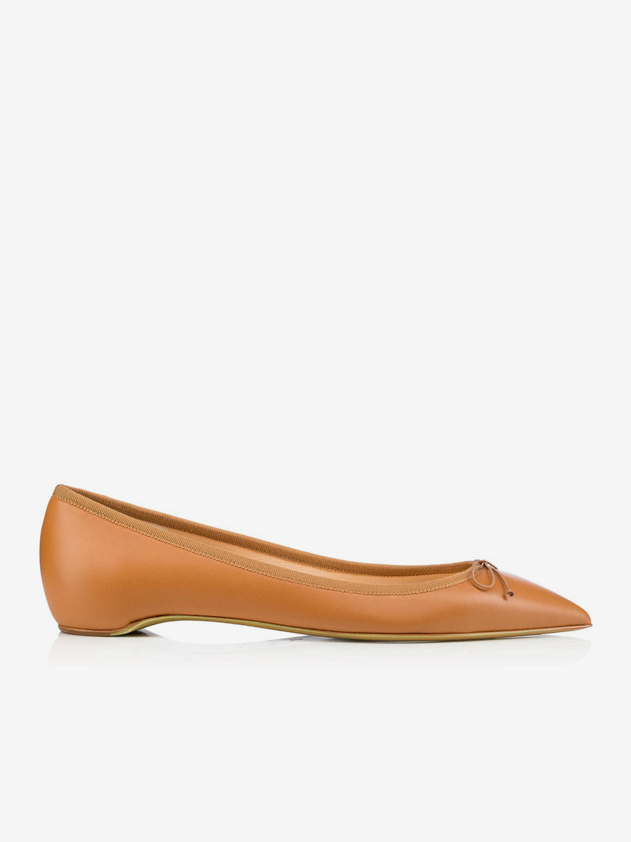 Brown Pointed-Toe Bow Detail Ballet Flats — view 6